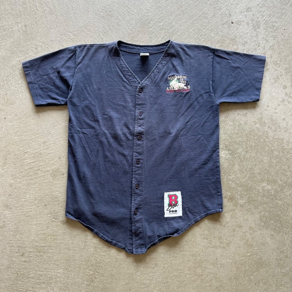 Vintage 90s Aquarium Of The Americas Shirt Size Medium Navy Blue Cotton‎ Jersey